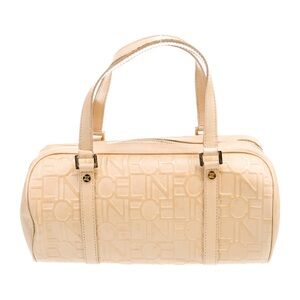 Celine Beige Embossed Leather 2-Way Satchel Boston Bag
